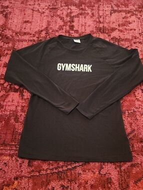 Gymshark Long Sleeve Tee with White Logo - Black